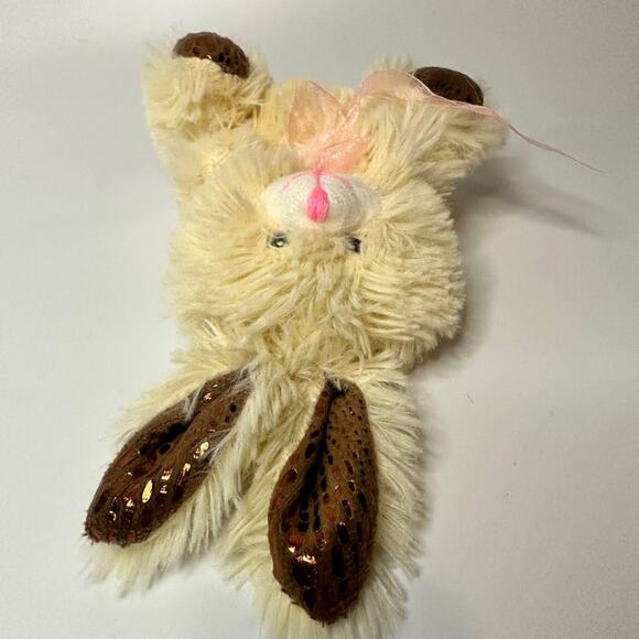 Extra Fluffy Bunny Plush Cream and Brown rabbit Greenbrier Stuffed animal - Picture 5 of 6